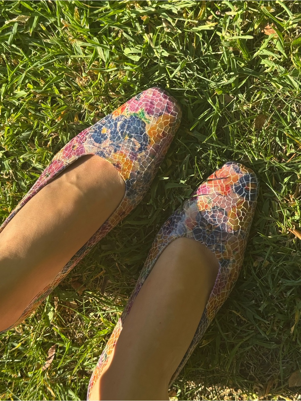 Multicolor Floral Textured Ballet Flats